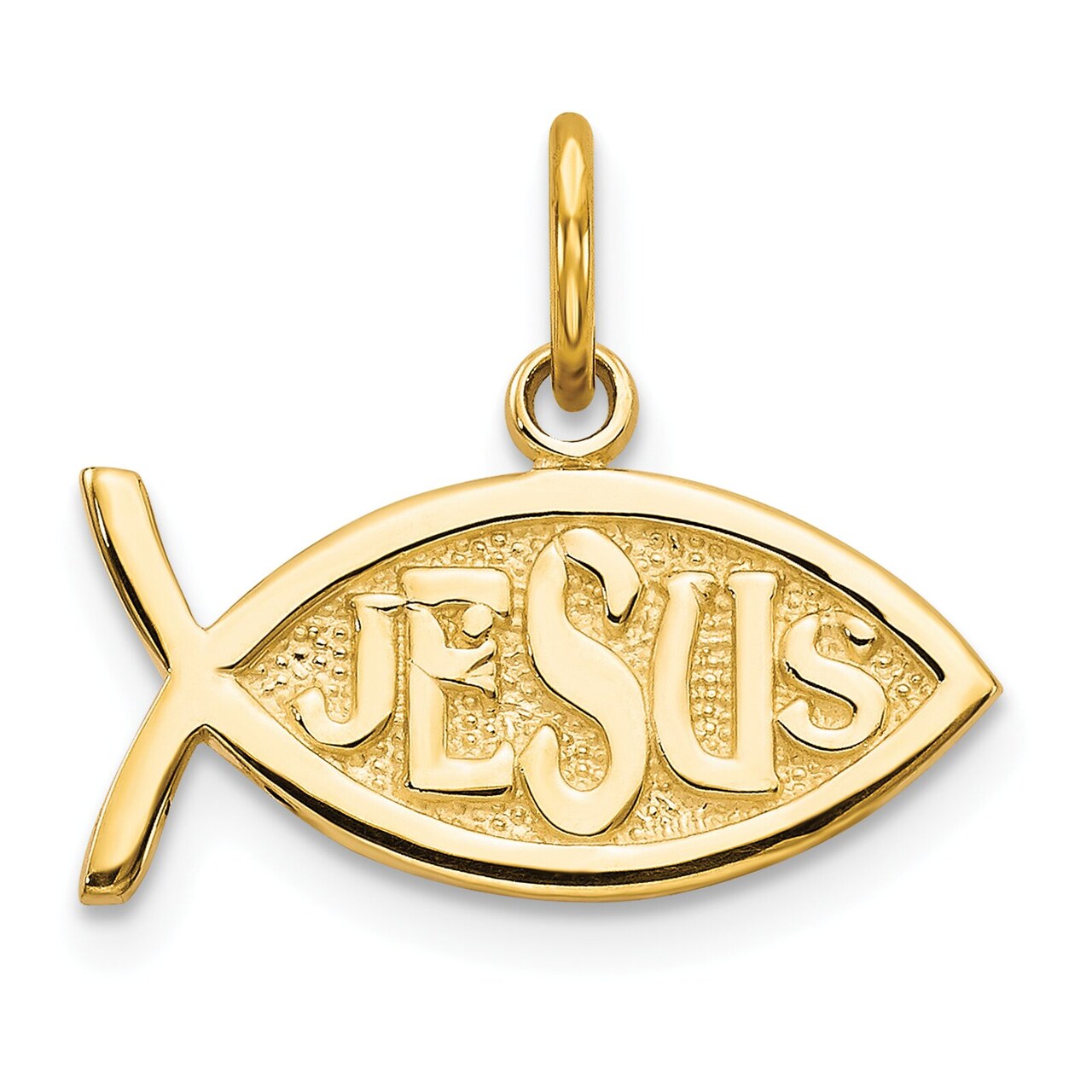 10K Yellow Gold Jesus Ichthus Fish Charm Pendant New 15 X 16mm Jewerly